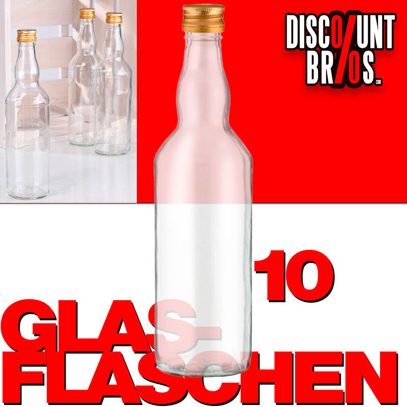 10er-Set 500ml GLASFLASCHEN mit DECKEL Flasche Schraubdeckel Schraubflasche Schraubverschluss PP28