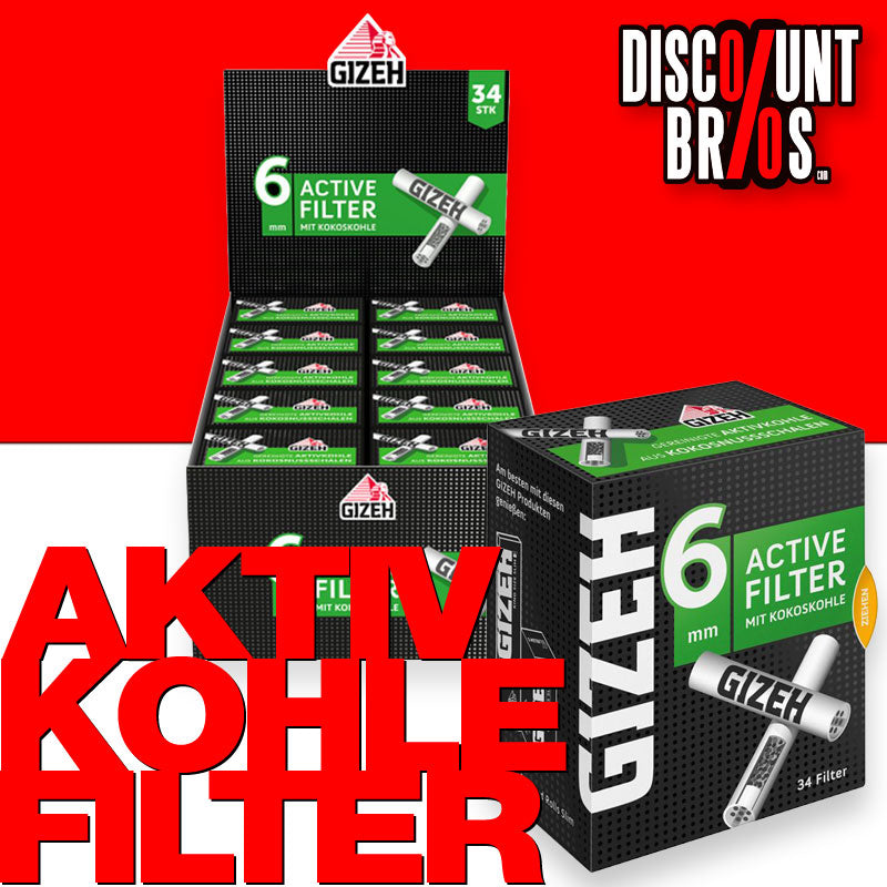 340 Stk. GIZEH BLACK® Tips Aktivkohlefilter Filter Zigarettenfilter 6mm EXTRA-SLIM