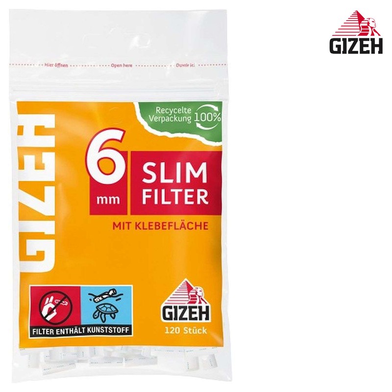 TRAY 20 Beutel 2400 Stk. GIZEH SLIM Tips Filter Zigarettenfilter mit Gummierung 6mm