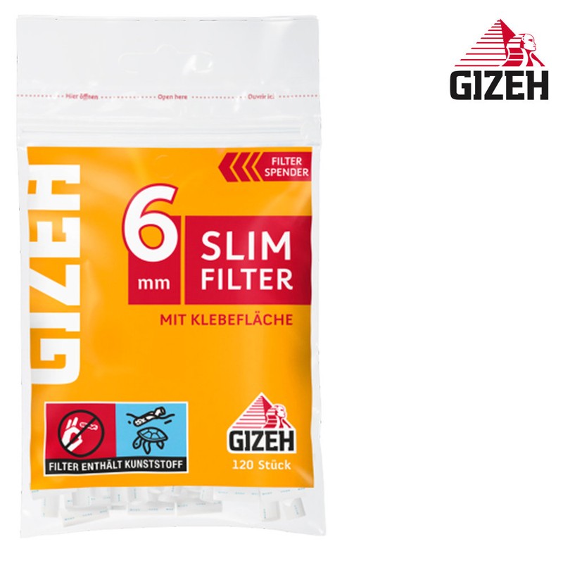 120 Stk. GIZEH SLIM Tips Filter Zigarettenfilter mit Gummierung 6mm