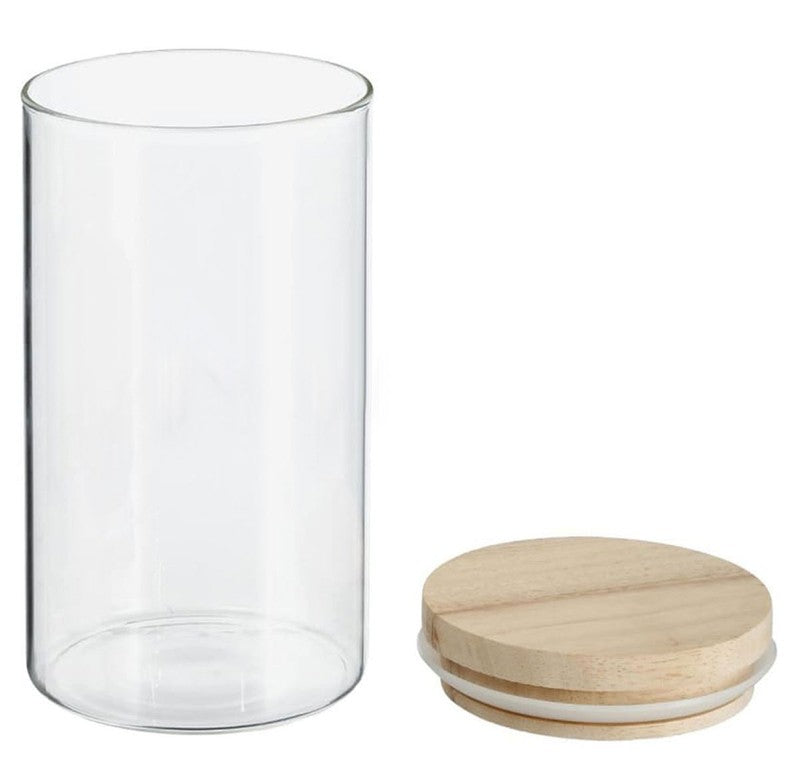 1 Liter VORRATSGLAS mit HOLZDECKEL Vorratsbehälter Aufbewahrungsglas transparentes Glas