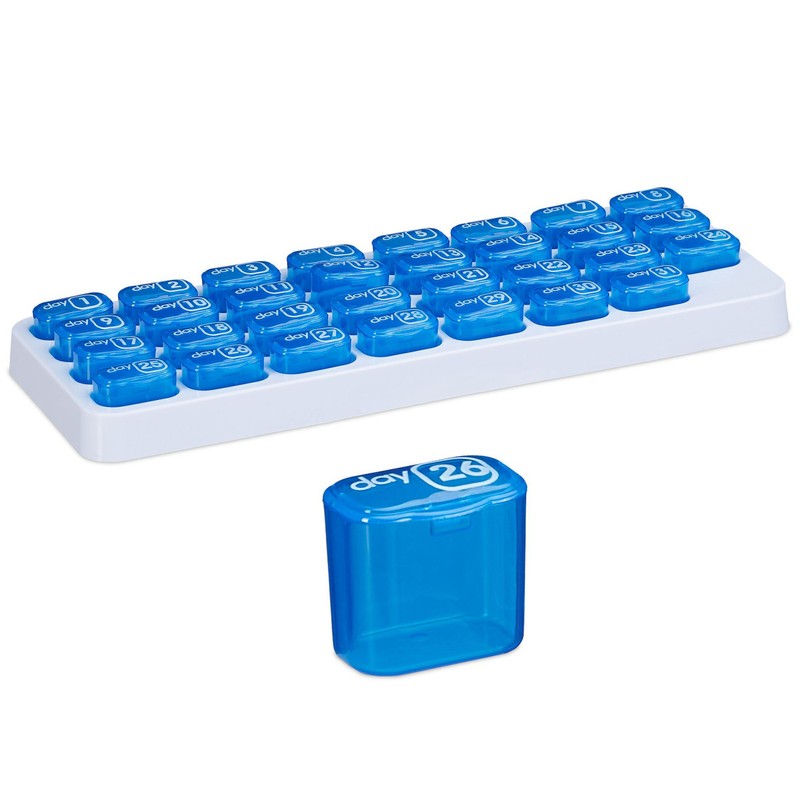 2er Set Tablettenbox PILLENBOX Pillendose mit 31 Fächern pro Box – Pillenorganizer für einen Monat