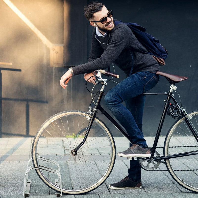 2-er VELOSTÄNDER galvanisch verzinkt Fahrradständer bis 6 cm Reifenbreite von BENSON BIKE