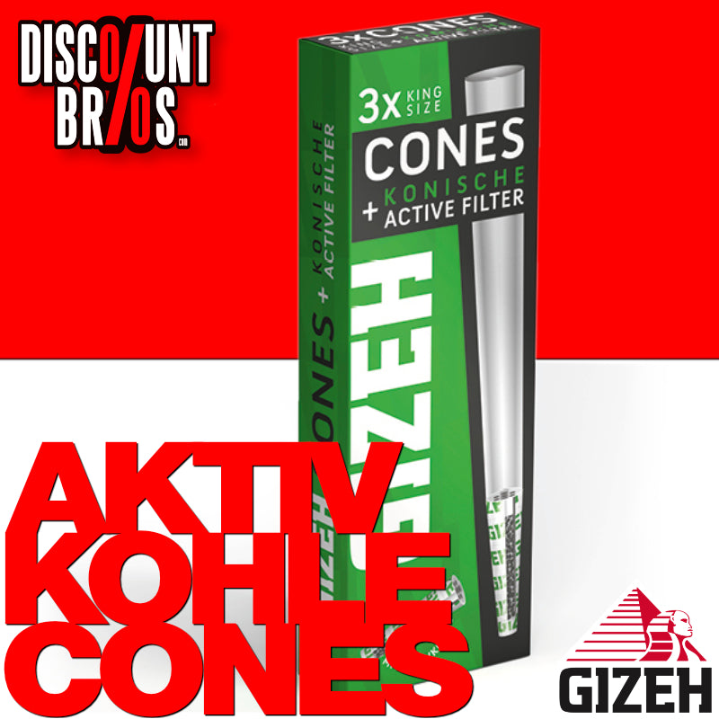 3 Stk. GIZEH Cones Black Papers mit konischen Active Filtern Zigarettenfilter Aktivkohlefilter mit Kokoskohle