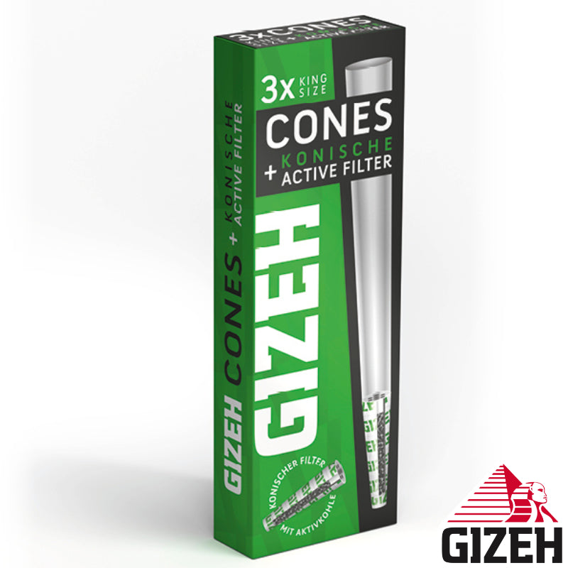 30 Stk. GIZEH Cones Black Papers mit konischen Active Filtern Zigarettenfilter Aktivkohlefilter mit Kokoskohle DISPLAY
