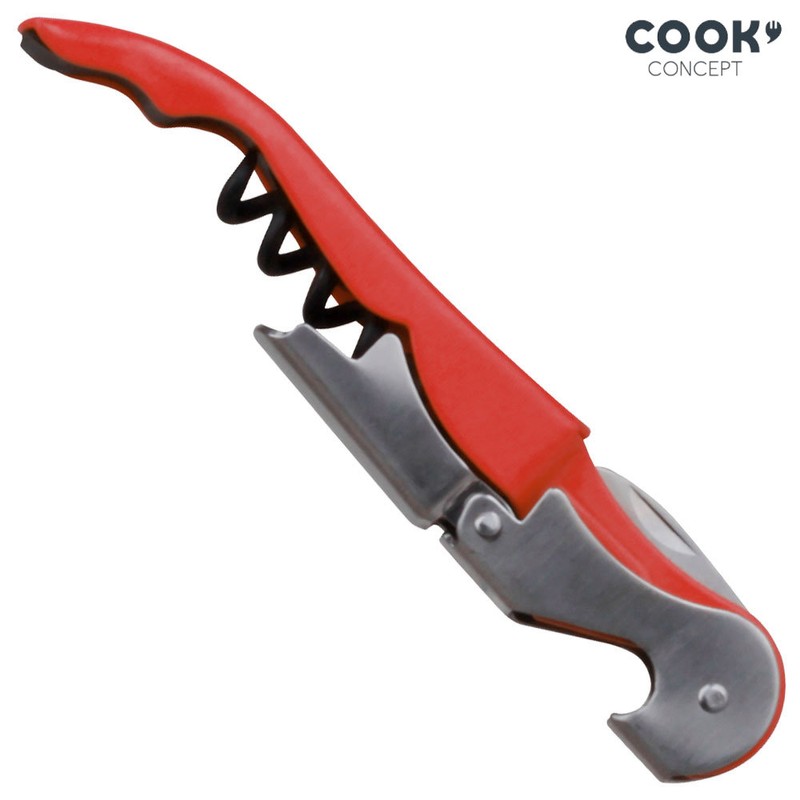 3-in-1 KORKENZIEHER und Flaschenöffner Kellnermesser Edelstahl ROT SCHWARZ oder GRAU