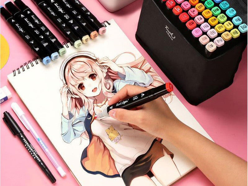 40 Touch PERMANENT-MARKER SET 40-teilig wasserfeste Doppelspitz Filzstifte mit Tragetasche