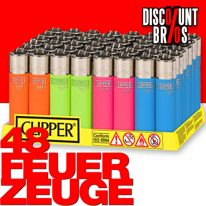 48 Stk. Clipper® FEUERZEUG Mehrwegfeuerzeug CP11 TOUCH & NEON