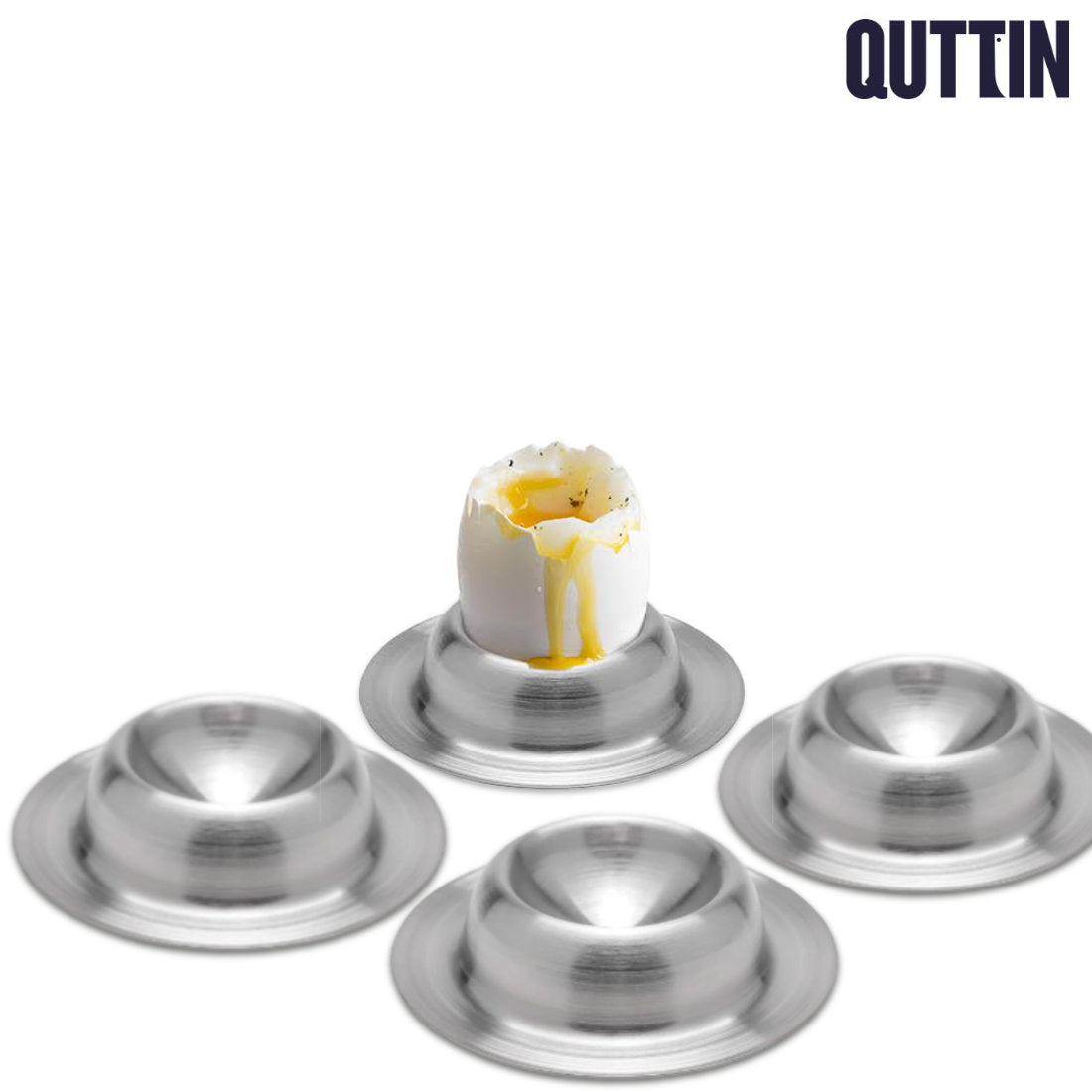 4er Set Quttin Eierbecher aus Edelstahl – klassischer Frühstücks Look