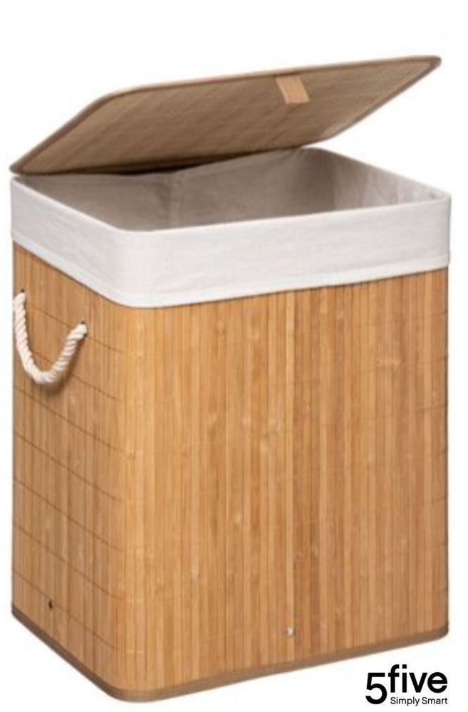 Wäschebox WÄSCHEKORB Wäschesammler Bambus ECKIG BEIGE