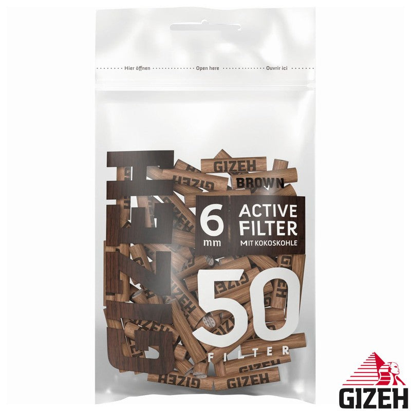 500 Stk. GIZEH BROWN Active Tips Aktivkohlefilter Filter Zigarettenfilter 6mm EXTRA-SLIM