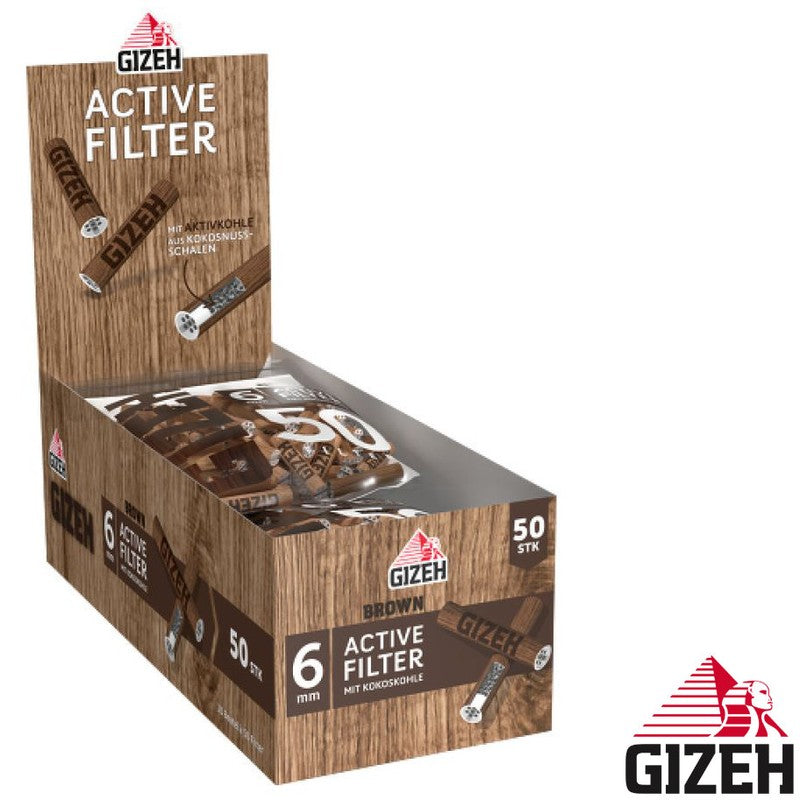 500 Stk. GIZEH BROWN Active Tips Aktivkohlefilter Filter Zigarettenfilter 6mm EXTRA-SLIM