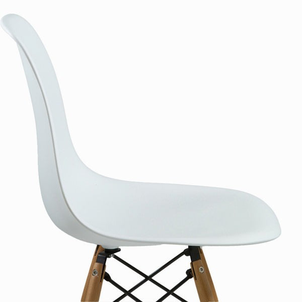 Designer STUHL Esszimmerstuhl | Kunststoff Sitz und Beine aus Buchenholz WEISS