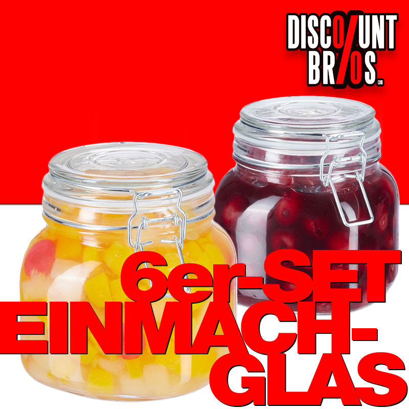 6er-Set 750ml EINMACHGLÄSER Einmachglas Glas mit Bügelverschluss