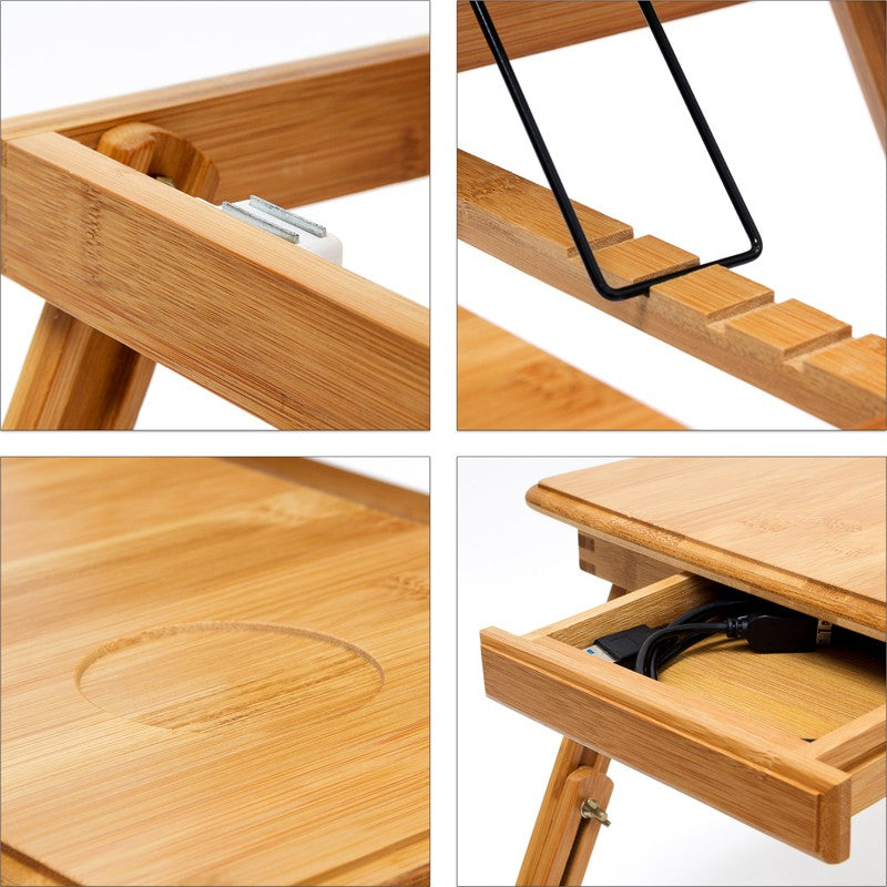 Bambus LAPTOPTISCH Betttablett aus Bambus mit Schublade