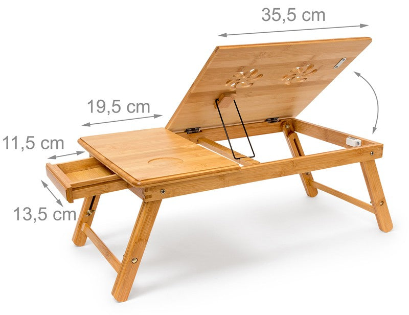 Bambus LAPTOPTISCH Betttablett aus Bambus mit Schublade