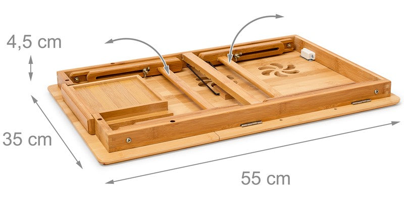 Bambus LAPTOPTISCH Betttablett aus Bambus mit Schublade
