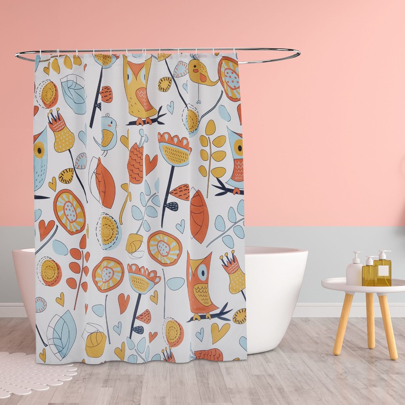 Textil DUSCHVORHANG Polyesterstoff mit Motiv + 12 Ringe 180×200cm