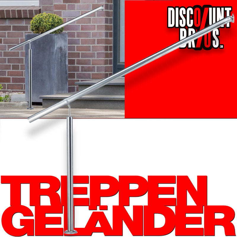 Edelstahl TREPPENGELÄNDER mit Handlauf und Pfosten 150×80cm