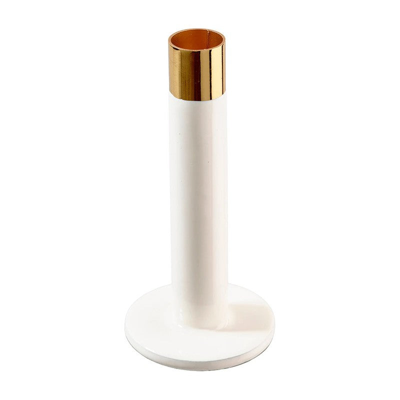 Moderner Metall KERZENHALTER Kerzenständer CREME-GOLD Florissima H15,5 cm