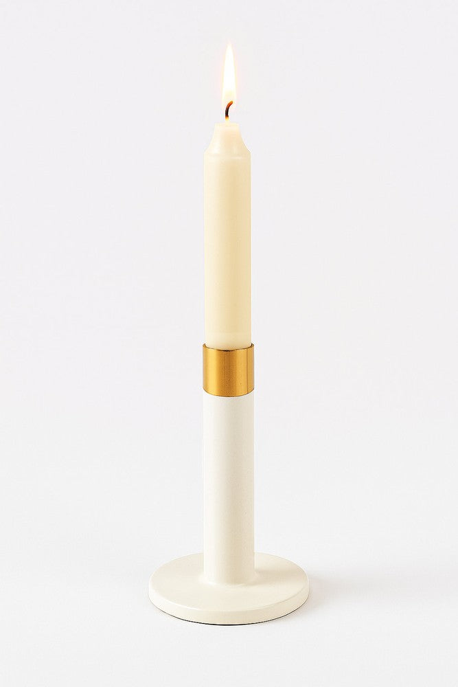 Moderner Metall KERZENHALTER Kerzenständer CREME-GOLD Florissima H15,5 cm