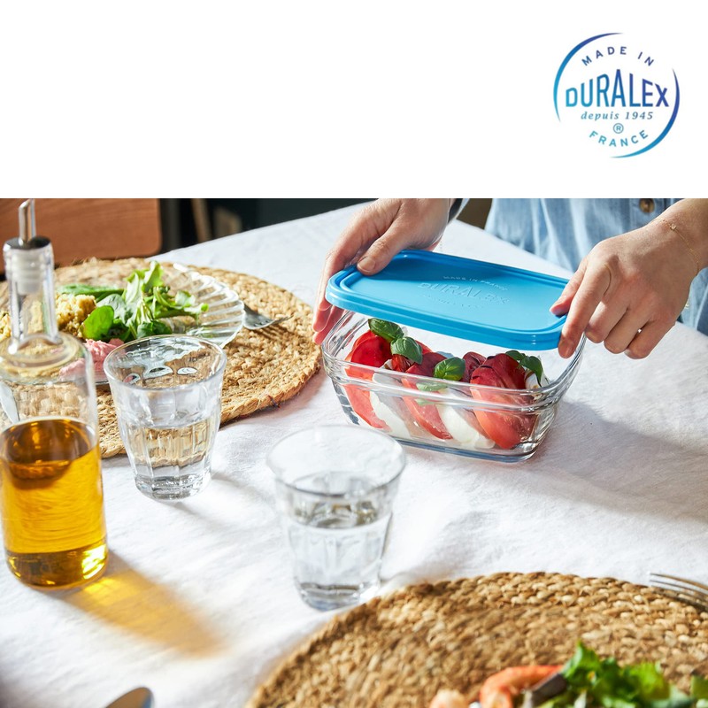 Duralex Freshbox rechteckige SCHÜSSEL mit DECKEL Vorratsdose Aufbewahrungsbox Lunchbox Frische Box 1,1l Blau