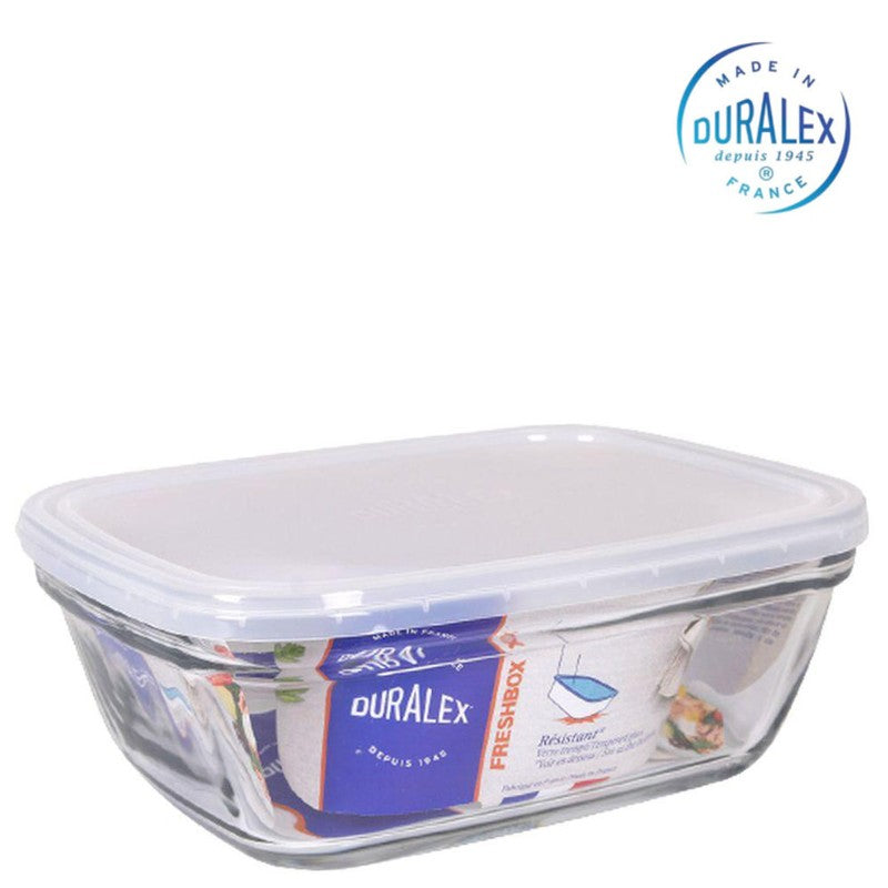 Duralex Freshbox rechteckige SCHÜSSEL mit DECKEL Vorratsdose Aufbewahrungsbox Lunchbox Frische Box 1,7l Transparent