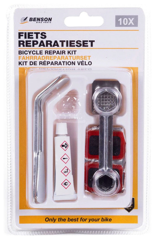 Velo Fahrrad REPARATUR-SET mit Metall-Reifenhebern von Benson 10-tlg.