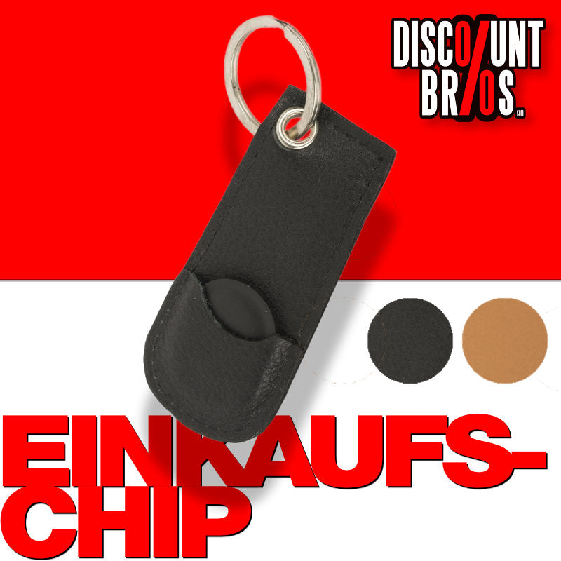 Schlüsselanhänger aus Leder mit Einkaufschip