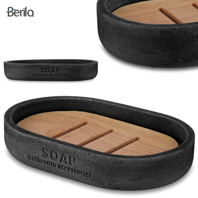 Seifenablage SEIFENSCHALE mit Bambuseinlage und Bambusharz MINT oder SCHWARZ