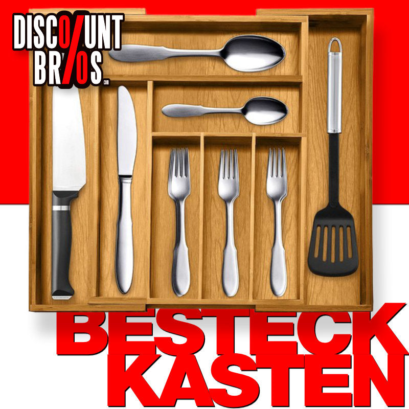 Vario XL BESTECKKASTEN Schubladeneinsatz aus Bambus Holz 45,5×33-50cm
