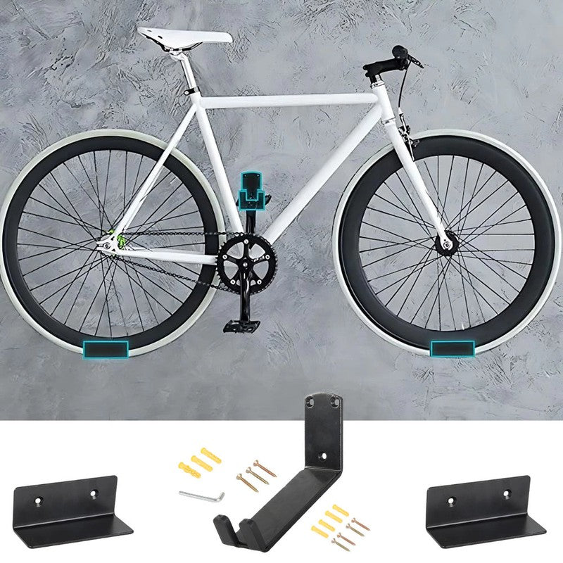 Wand-Fahrradhalterung VELOSTÄNDER Fahrrad WANDHALTERUNG Fahrradständer Veloaufhängung für Pedale + 2× Wandschutz SCHWARZ