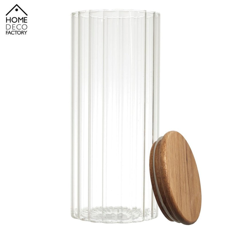 1,1 Liter VORRATSGLAS mit HOLZDECKEL Vorratsbehälter Aufbewahrungsglas transparentes Glas