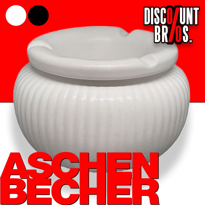 Aschenbecher STURM-ASCHENBECHER mit Rillen aus Keramik SCHWARZ oder WEISS 12.5×7.8cm