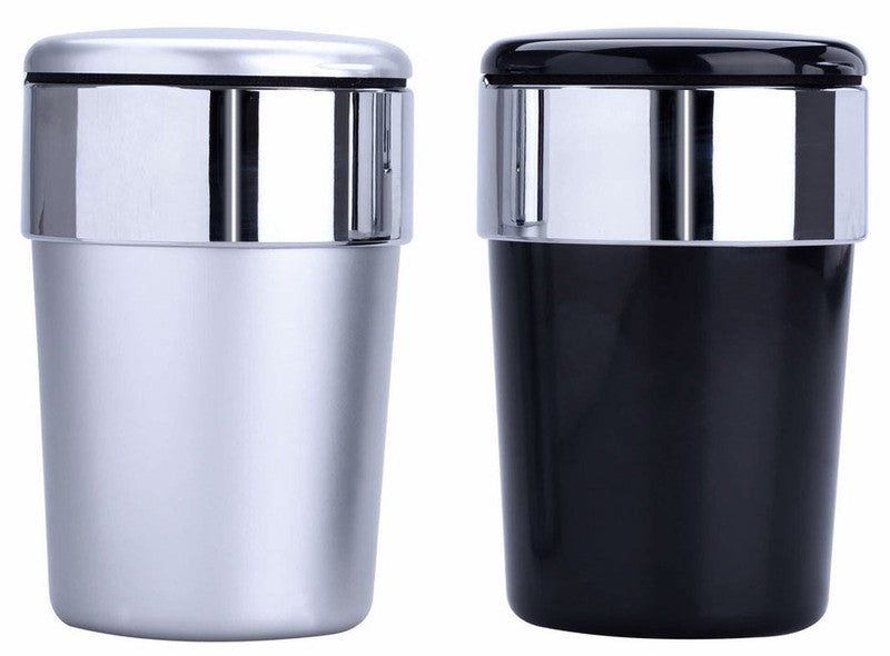 Champ AUTO-ASCHENBECHER Aschenbecher für Getränkehalter mit Deckel und LED Licht SCHWARZ oder SILBER