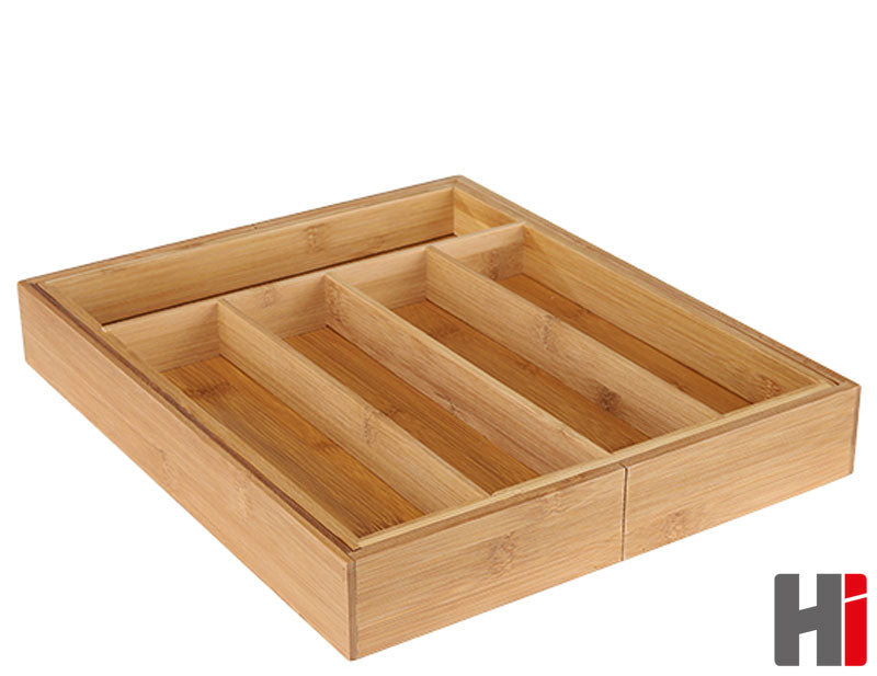 Vario BESTECKKASTEN Schubladeneinsatz aus Bambus Holz 37×31,5-48,5cm