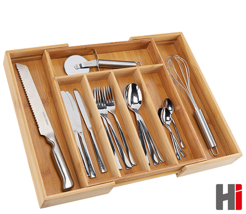 Vario BESTECKKASTEN Schubladeneinsatz aus Bambus Holz 37×31,5-48,5cm