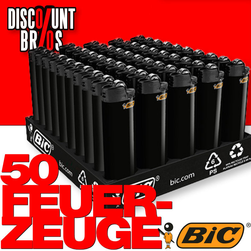 50 Stk. DISPLAY BIC® Einwegfeuerzeug MAXI FEUERZEUG Reibrad "All Black" SCHWARZ