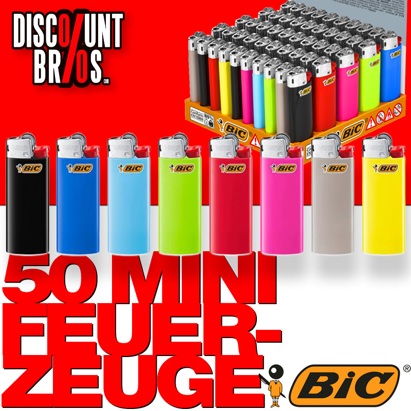 50 Stk. BIC® Einwegfeuerzeuge MINI FEUERZEUGE farbig