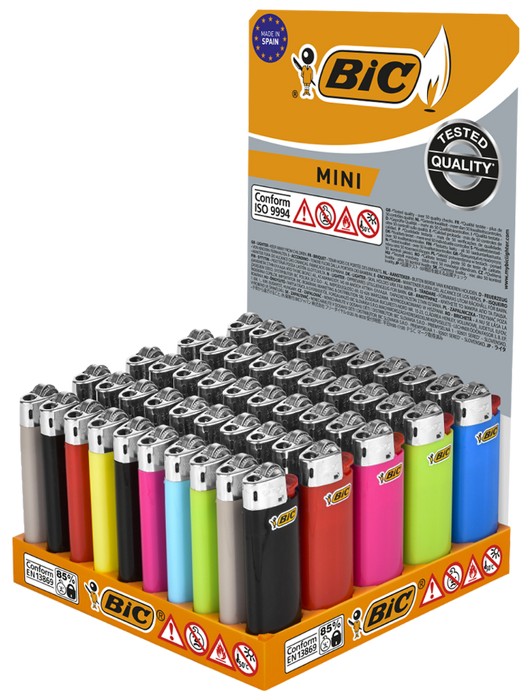 50 Stk. BIC® Einwegfeuerzeuge MINI FEUERZEUGE farbig