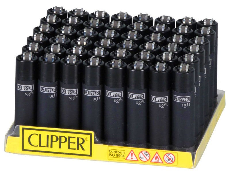 48 Stk. Clipper® FEUERZEUGE Mehrwegfeuerzeug CP11 TOUCH & BLACK CAP Tray