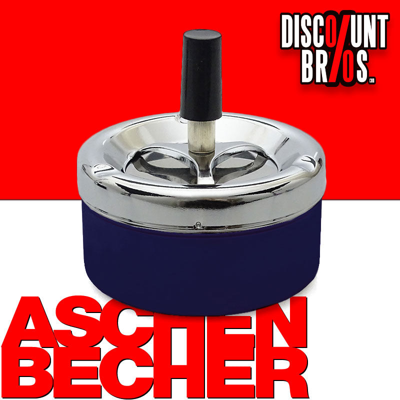 Drehaschenbecher DREH-ASCHENBECHER verchromter Aschenbecher 9,5cm CHROM SCHWARZ oder DUNKELBLAU