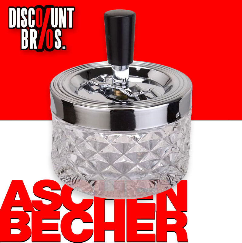 Deluxe Glas DREH-ASCHENBECHER Aschenbecher Schleuderaschenbecher Drehaschenbecher Ø9,5cm