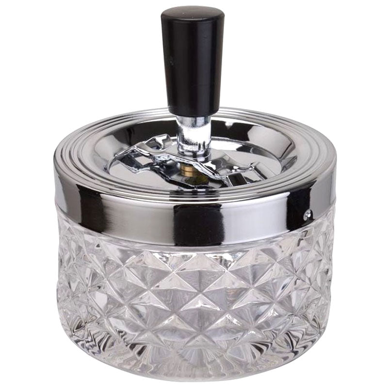 Deluxe Glas DREH-ASCHENBECHER Aschenbecher Schleuderaschenbecher Drehaschenbecher Ø9,5cm