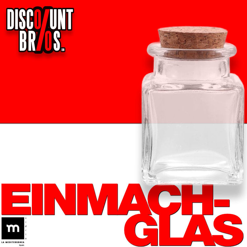 50ml Glasgefäss EINMACHGLÄSER Einmachglas Konfitürenglas mit Korkdeckel GLAS WÜRFEL ECKIG La Mediterránea