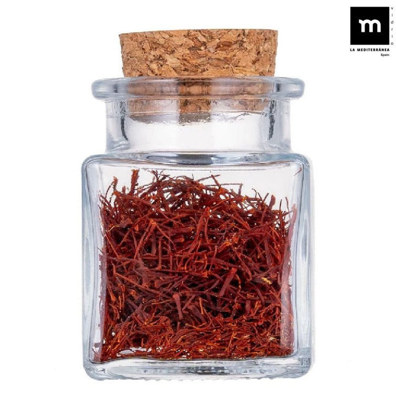 50ml Glasgefäss EINMACHGLÄSER Einmachglas Konfitürenglas mit Korkdeckel GLAS WÜRFEL ECKIG La Mediterránea