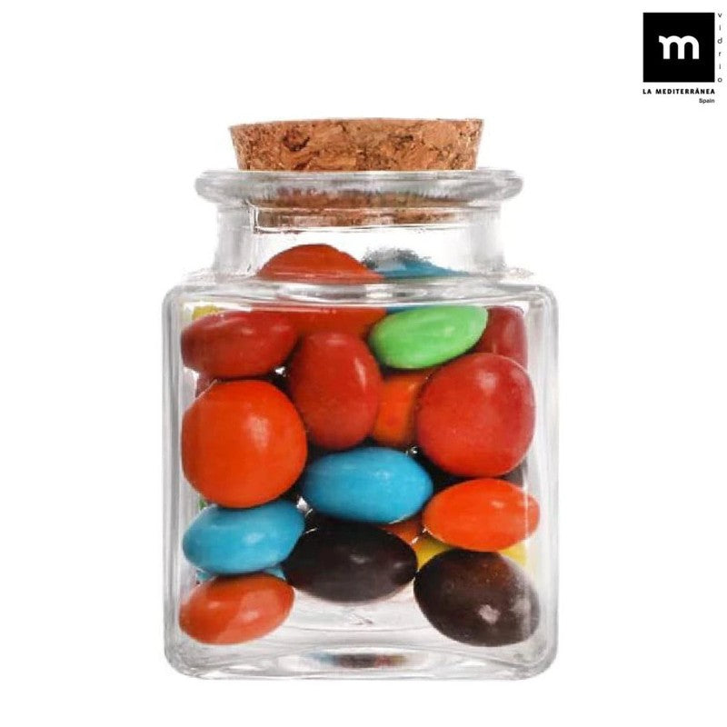 36 Stk. 80ml Glasgefäss EINMACHGLÄSER Einmachglas Konfitürenglas mit Korkdeckel GLAS WÜRFEL ECKIG La Mediterránea