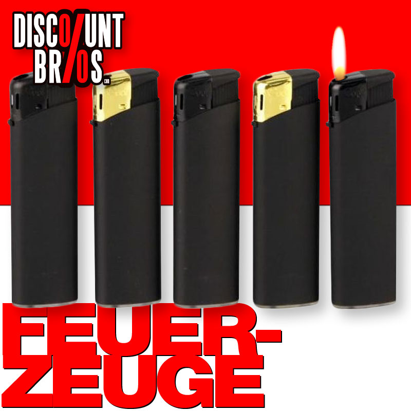 50 Elektronik FEUERZEUG Mattschwarz + Gold oder + Schwarz nachfüllbar