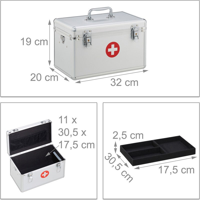 Medizinbox ERSTE HILFE KOFFER Arzneikasten Medizinkasten aus Aluminium