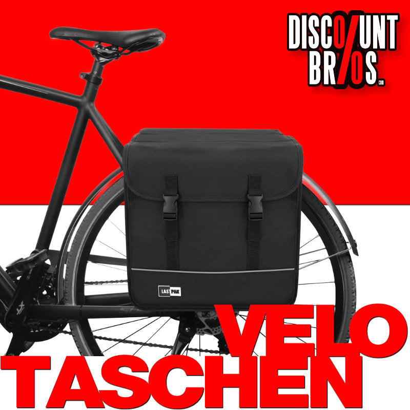 LASTPACK Velo- Fahrrad- DOPPEL- GEPÄCKTASCHEN Canvas Fahrradtasche für Gepäckträger 35l SCHWARZ